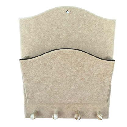 Porta Chaves e Cartas Ondulado em MDF 4 Pitões 28x22cm - Palácio da Arte
