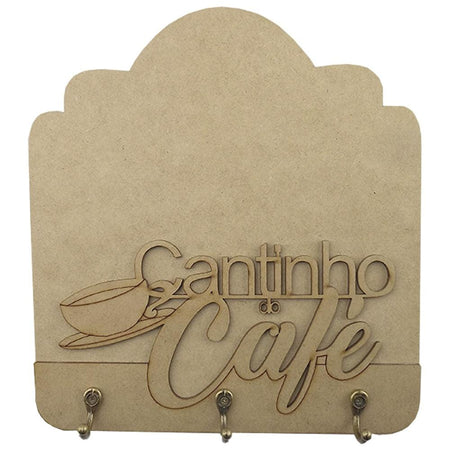 Porta Chaves em MDF 21,5x19,8 Cantinho do Café 3 Ganchos - Palácio da Arte
