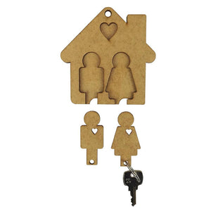 Porta Chaves Modular Casal com 2 Chaveiros 10x9,3cm em MDF - Palácio da Arte