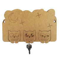 Porta Chaves Modular Corujas com 3 Chaveiros 21x13,5cm em MDF - Palácio da Arte