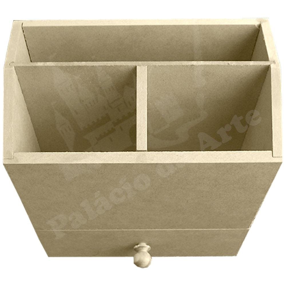 Porta Maquiagem Aberta em MDF com 3 Divisões e uma Gaveta 18x17x9,6cm - Palácio da Arte