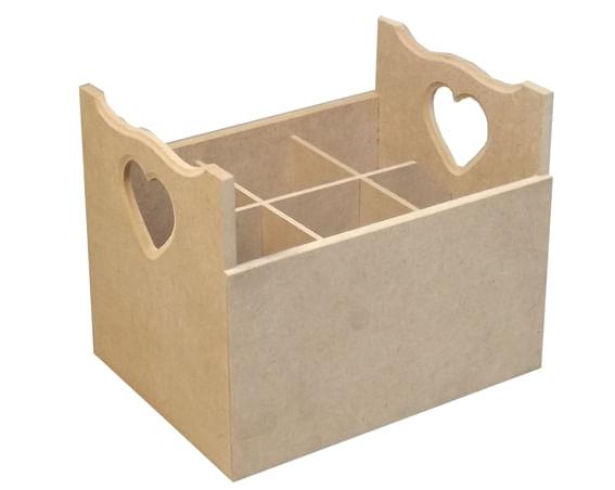 Porta Talheres Coração em MDF 6 Divisões 18x14x10cm - Palácio da Arte