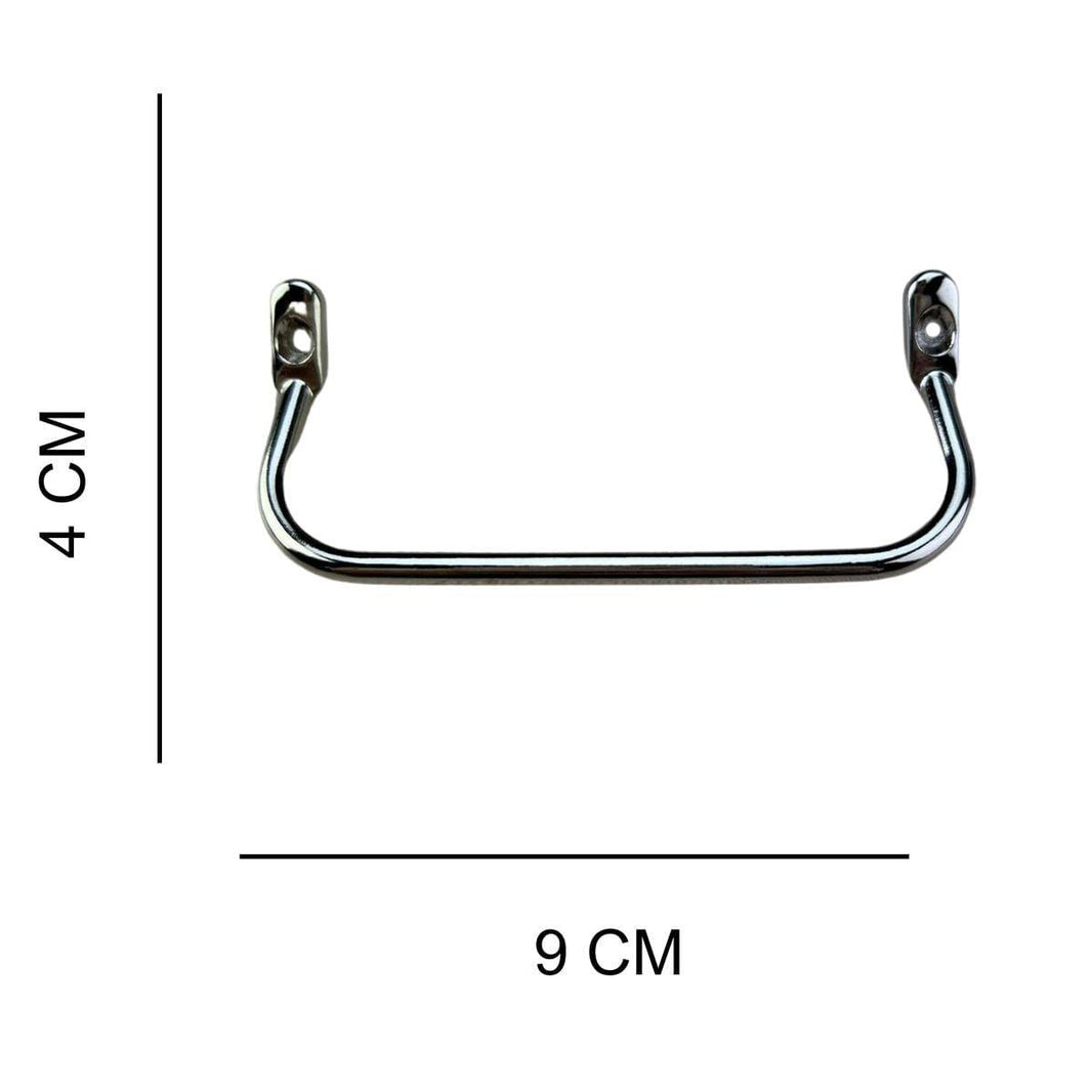 Puxador Alça Inclinadas G em Metal Níquel 9x4cm Kit com 2 peças - Palácio da Arte
