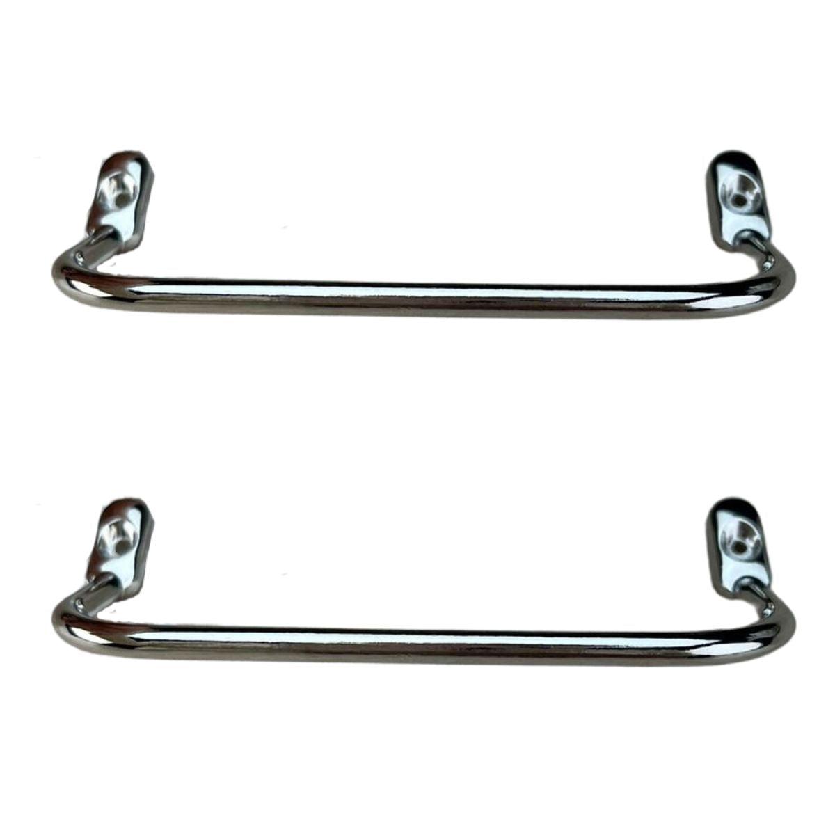Puxador Alça Inclinadas G em Metal Níquel 9x4cm Kit com 2 peças - Palácio da Arte