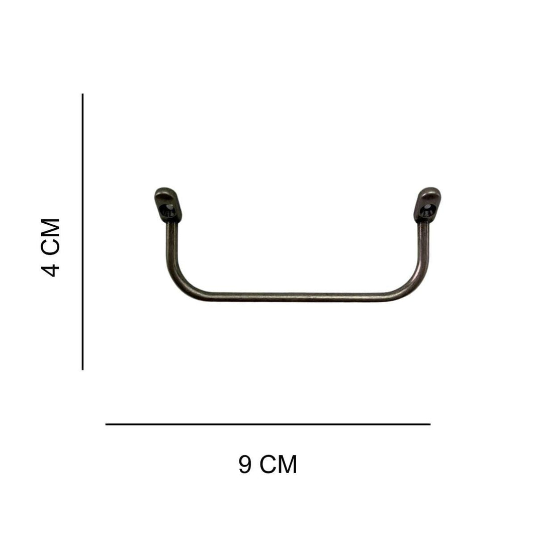 Puxador Alça Inclinadas G em Metal Prata Velha 9x4cm Kit com 2 peças - Palácio da Arte