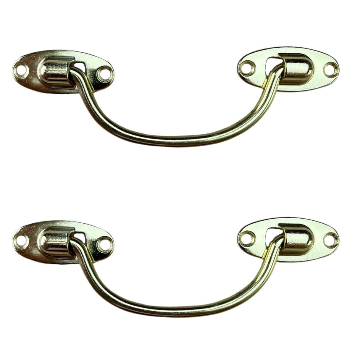 Puxador Alça Oval P em Metal Dourado 11x4cm Kit com 2 peças - Palácio da Arte