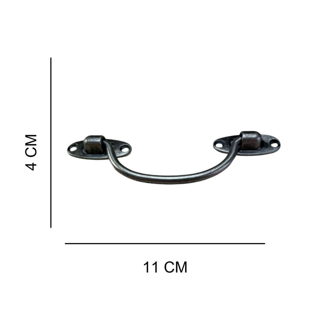 Puxador Alça Oval P em Metal Prata Velha 11x4cm Kit com 2 peças - Palácio da Arte