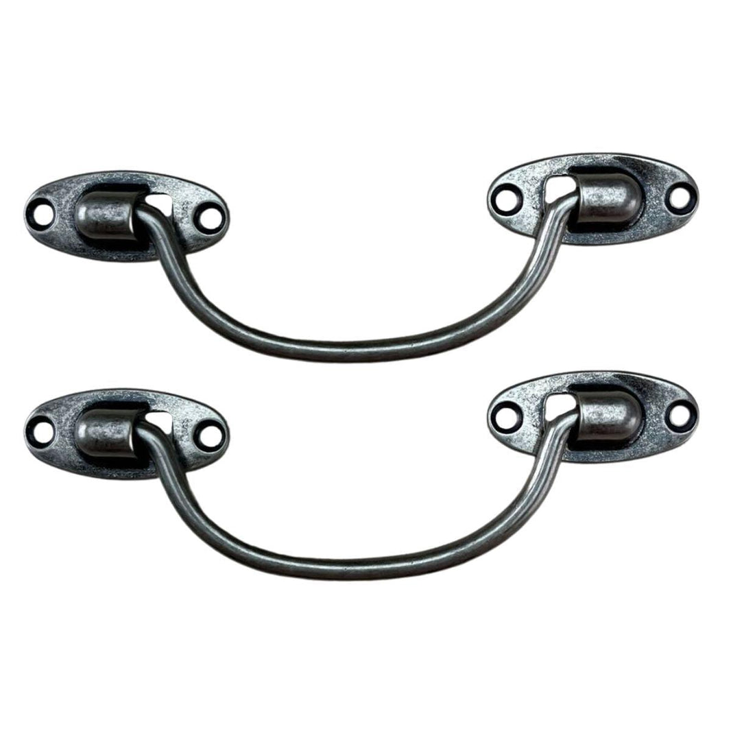 Puxador Alça Oval P em Metal Prata Velha 11x4cm Kit com 2 peças - Palácio da Arte