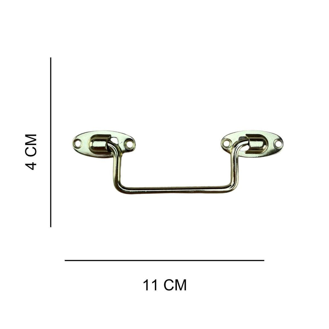 Puxador Alça Tradicional M em Metal Dourado 11x4cm Kit com 2 peças - Palácio da Arte