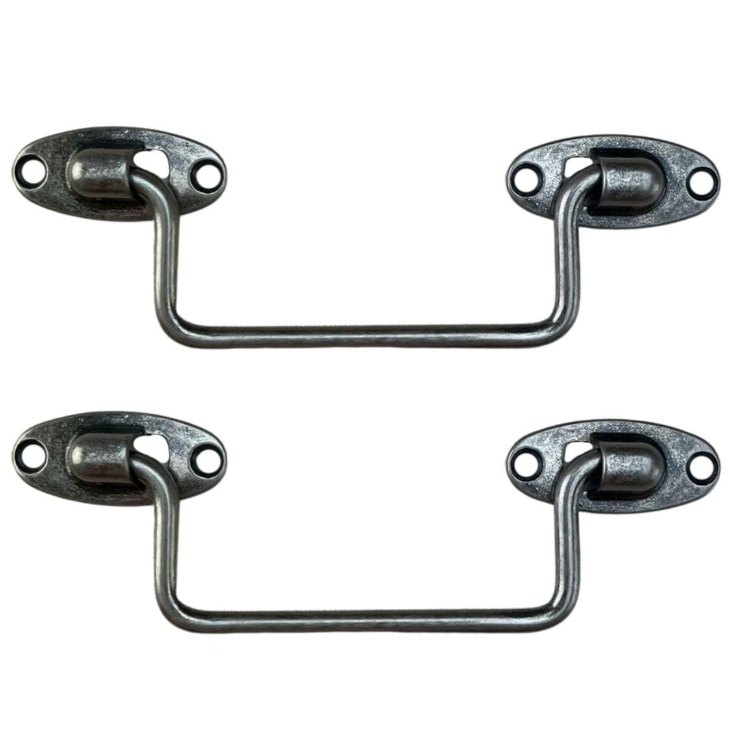 Puxador Alça Tradicional M em Metal Prata Velha 11x4cm Kit com 2 peças - Palácio da Arte