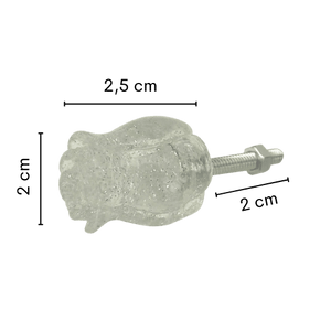 Puxador de Gaveta Botão de Rosa 2x2cm Resina Transparente Prata - Palácio da Arte