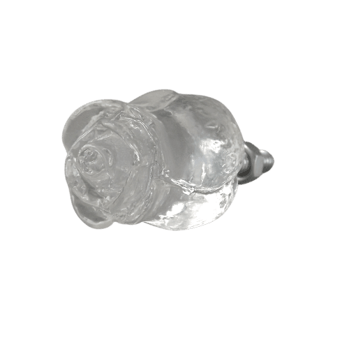 Puxador de Gaveta Botão de Rosa 2x2cm Resina Transparente Prata - Palácio da Arte