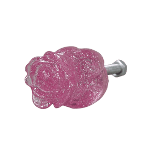 Puxador de Gaveta Botão de Rosa 2x2cm Resina Transparente Rosa - Palácio da Arte