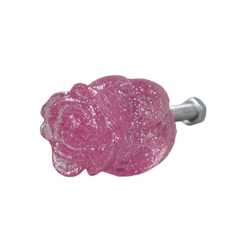 Puxador de Gaveta Botão de Rosa 2x2cm Resina Transparente Rosa - Palácio da Arte