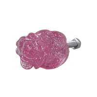 Puxador de Gaveta Botão de Rosa 2x2cm Resina Transparente Rosa - Palácio da Arte