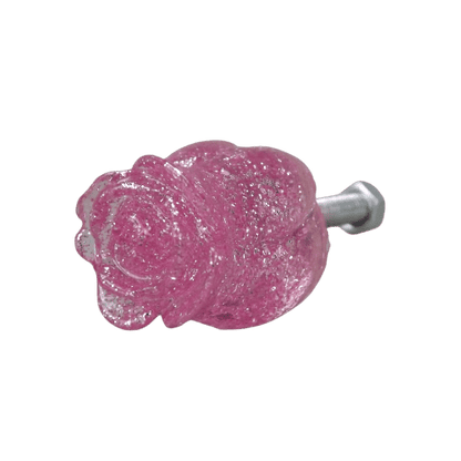 Puxador de Gaveta Botão de Rosa 2x2cm Resina Transparente Rosa - Palácio da Arte