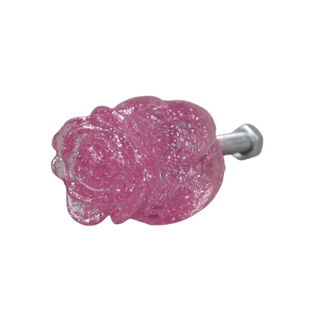 Puxador de Gaveta Botão de Rosa 2x2cm Resina Transparente Rosa - Palácio da Arte