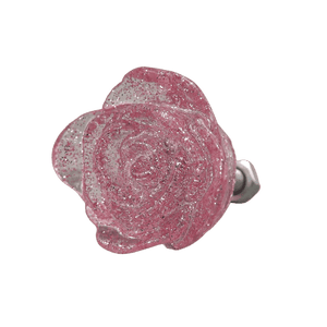 Puxador de Gaveta Flor Rosa 2,5x2,5cm Resina Transparente Rosa - Palácio da Arte