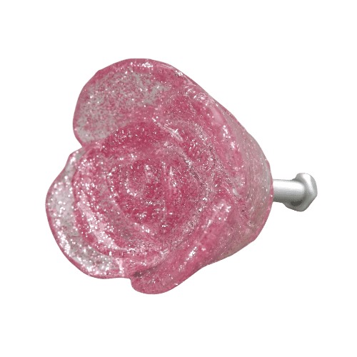 Puxador de Gaveta Flor Rosa 3,5x3,5cm Resina Transparente Rosa - Palácio da Arte