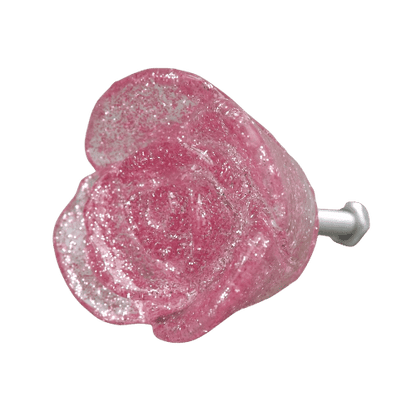 Puxador de Gaveta Flor Rosa 3,5x3,5cm Resina Transparente Rosa - Palácio da Arte