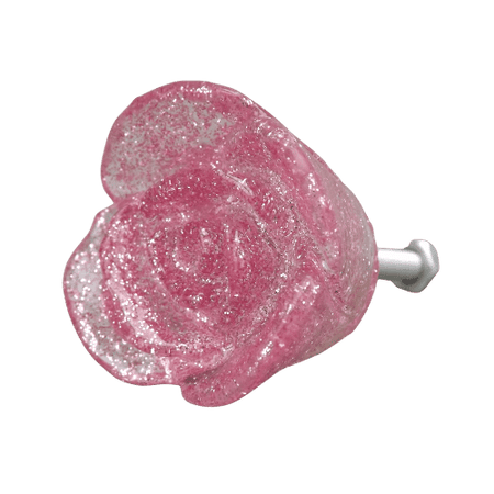 Puxador de Gaveta Flor Rosa 3,5x3,5cm Resina Transparente Rosa - Palácio da Arte