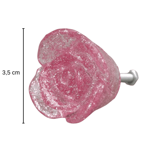 Puxador de Gaveta Flor Rosa 3,5x3,5cm Resina Transparente Rosa - Palácio da Arte
