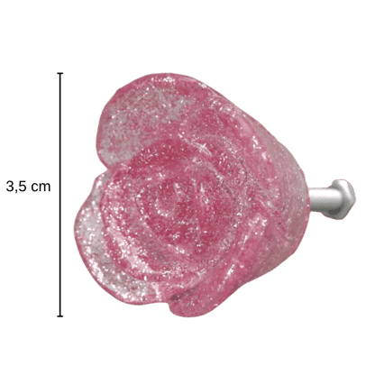 Puxador de Gaveta Flor Rosa 3,5x3,5cm Resina Transparente Rosa - Palácio da Arte