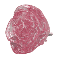 Puxador de Gaveta Flor Rosa 4,5x4,5cm Resina Transparente Rosa - Palácio da Arte