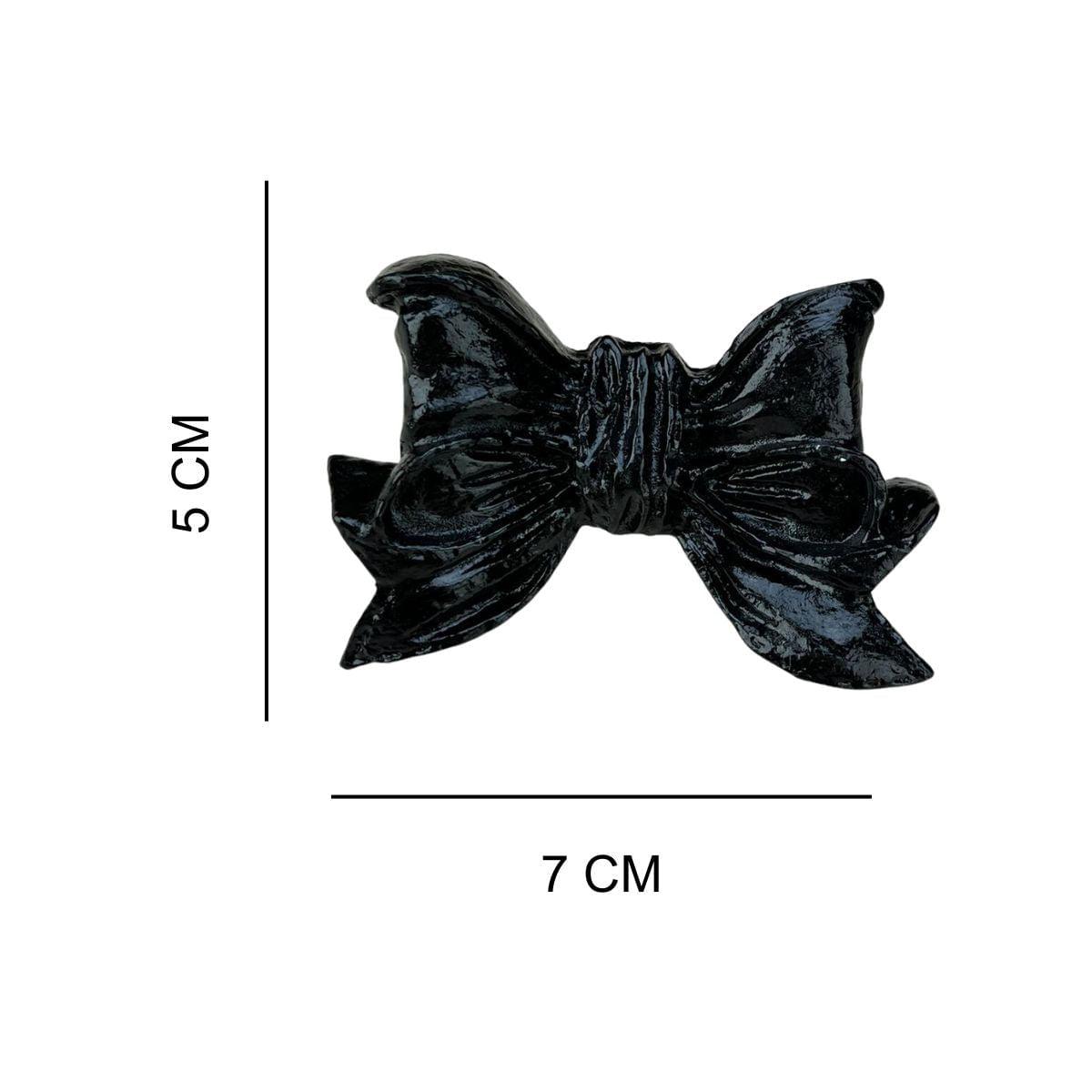 Puxador de Gaveta Laço Preto 5x7cm Resina - Palácio da Arte