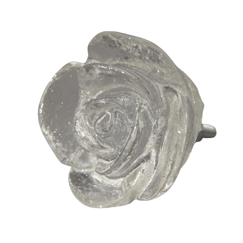 Puxador de Gaveta Rosa 3,5x3,5cm Resina Transparente Prata - Palácio da Arte