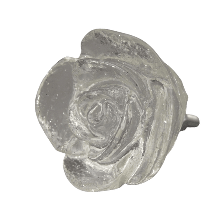 Puxador de Gaveta Rosa 3,5x3,5cm Resina Transparente Prata - Palácio da Arte
