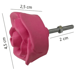 Puxador de Gaveta Rosa 4,5x4,5cm Resina Pink - Palácio da Arte