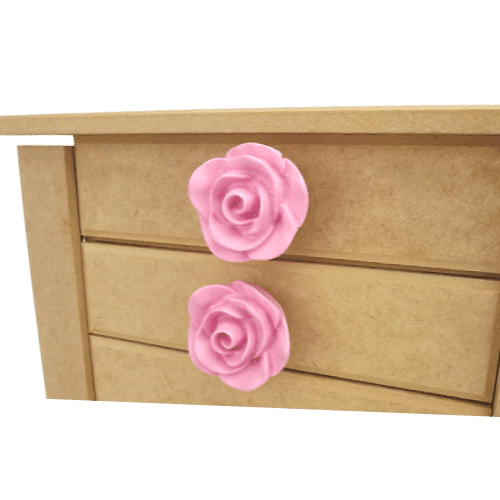 Puxador de Gaveta Rosa 4,5x4,5cm Resina Rosa Bebê - Palácio da Arte