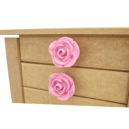 Puxador de Gaveta Rosa 4,5x4,5cm Resina Rosa Bebê - Palácio da Arte