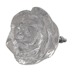 Puxador de Gaveta Rosa 4,5x4,5cm Resina Transparente Prata - Palácio da Arte