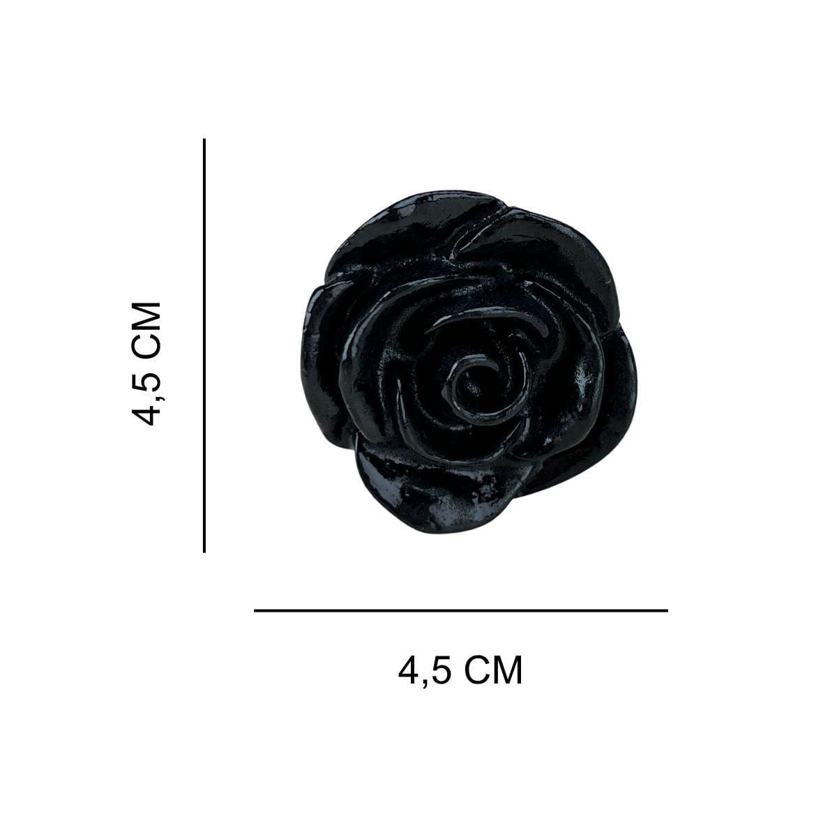 Puxador de Gaveta Rosa Preto 4,5x4,5 Resina - Palácio da Arte