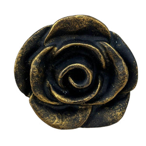 Puxador de Gaveta Rosa Preto e Dourado 4,5x4,5cm Resina - Palácio da Arte