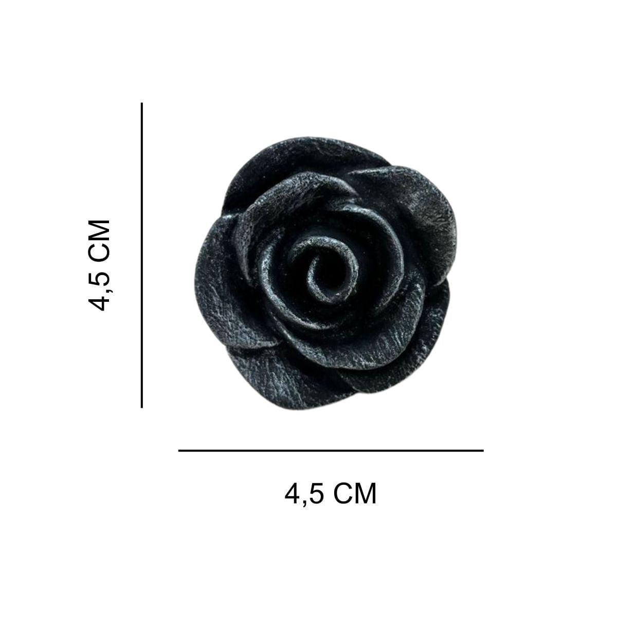 Puxador de Gaveta Rosa Preto e Prata 4,5x4,5cm Resina - Palácio da Arte