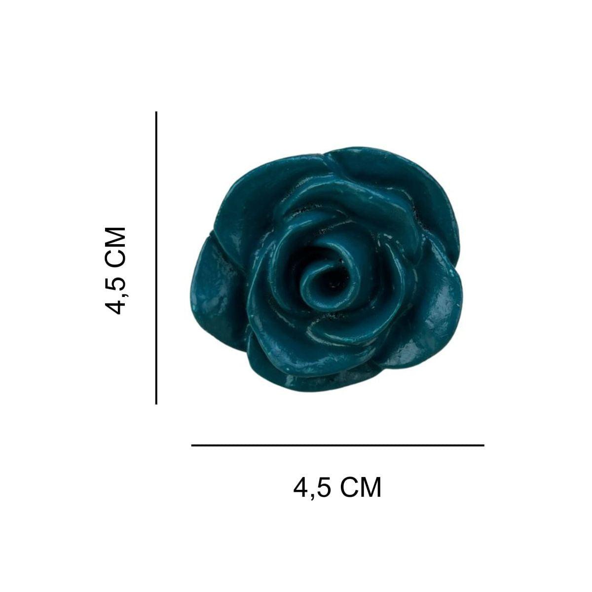 Puxador de Gaveta Rosa Verde Escuro 4,5x4,5cm Resina - Palácio da Arte