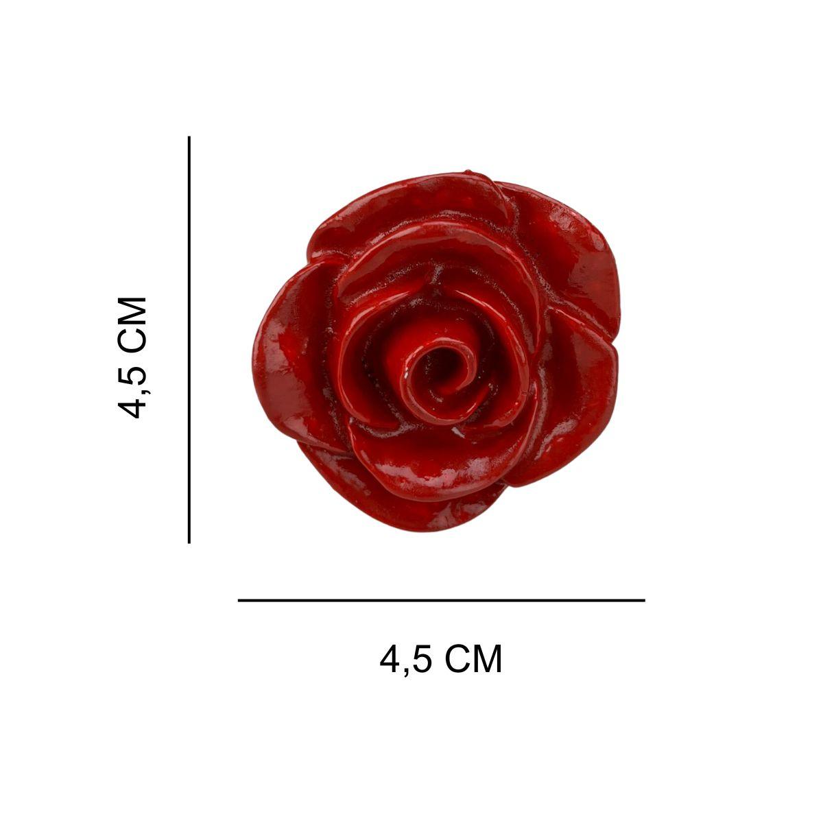 Puxador de Gaveta Rosa Vermelho 4,5x4,5cm Resina - Palácio da Arte