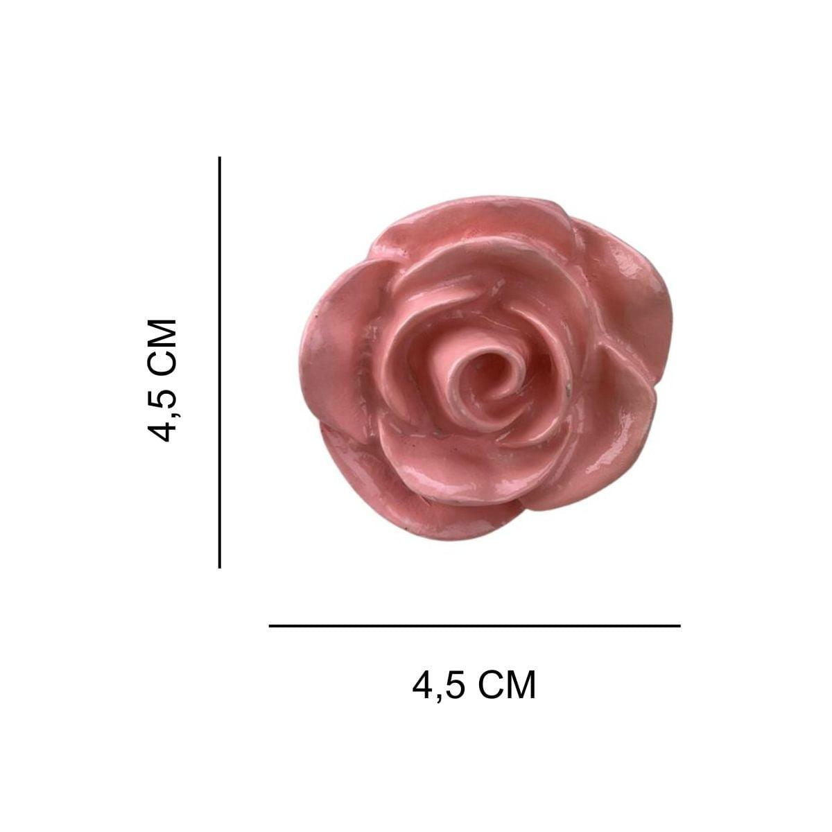 Puxador de Gaveta Rosas Rosa Salmão 4,5x4,5cm Resina - Palácio da Arte