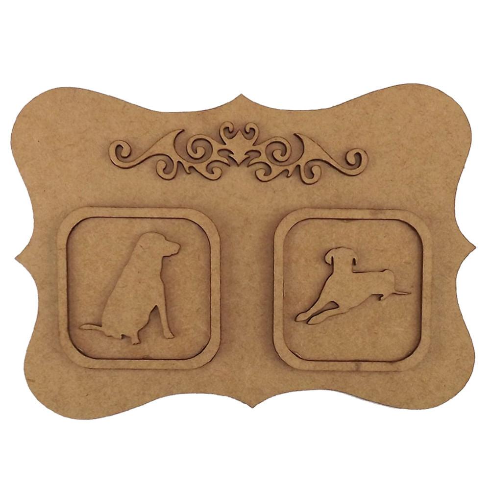 Quadro Cachorrinhos e Moldura 3D 20X14cm em MDF - Palácio da Arte