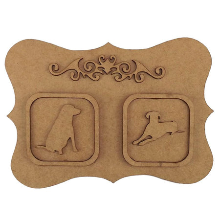 Quadro Cachorrinhos e Moldura 3D 20X14cm em MDF - Palácio da Arte