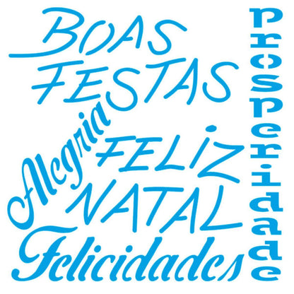 Stencil Litoarte 10x10 STNX-030 Natal Feliz Natal Alegria e Felicidade - Palácio da Arte