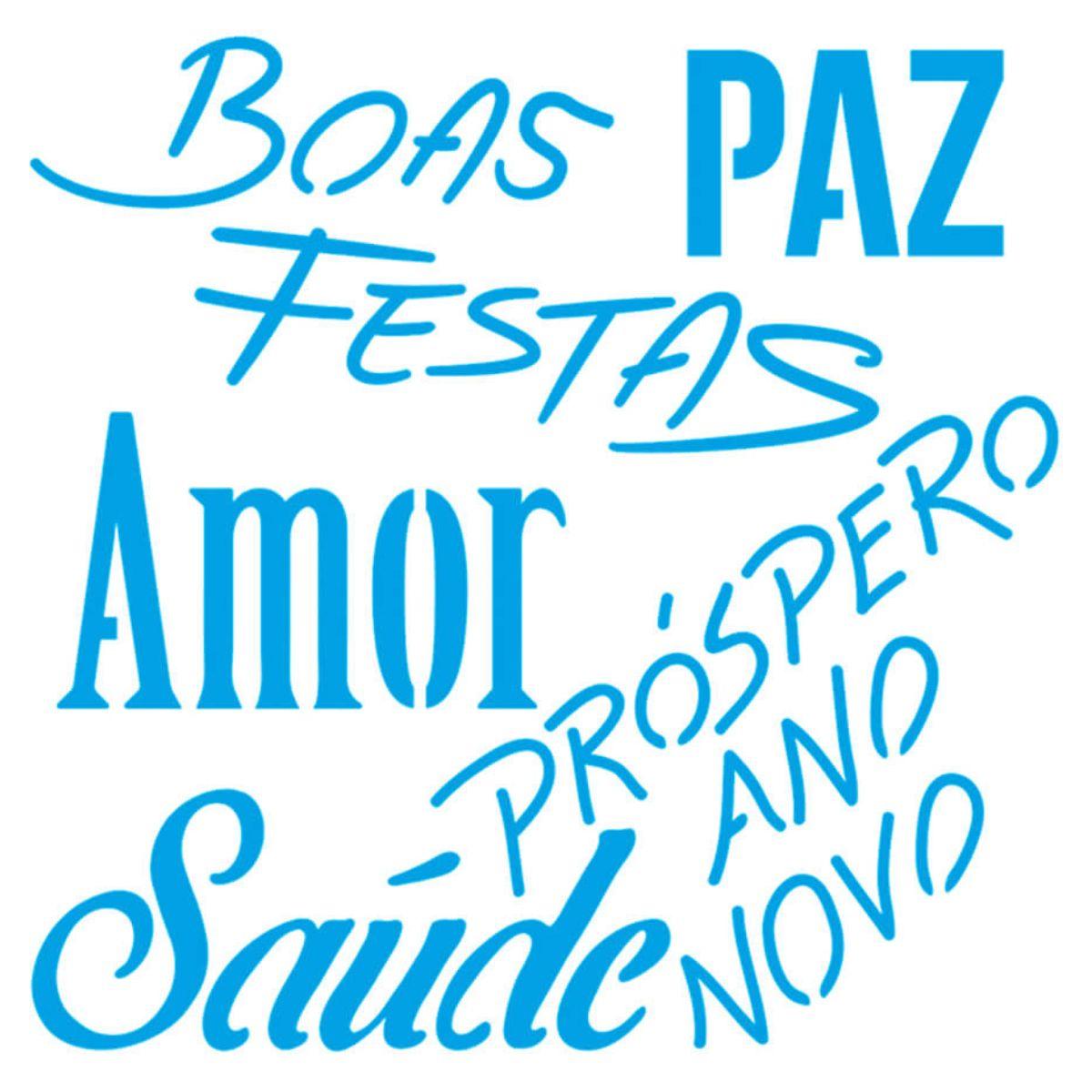 Stencil Litoarte 10x10 STNX-031 Natal Boas Festas Amor e Saúde - Palácio da Arte