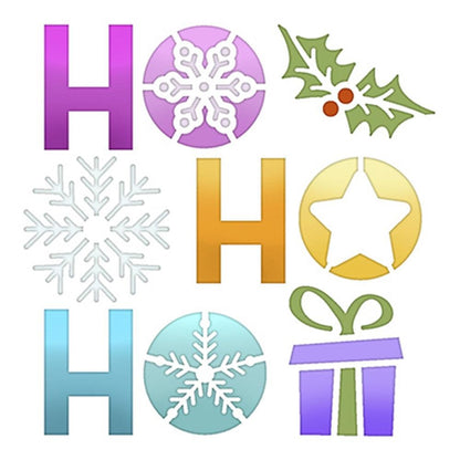 Stencil Litoarte 10x10 STNX-039 Natal HoHoHo Poinsétia Floco de Neve - Palácio da Arte