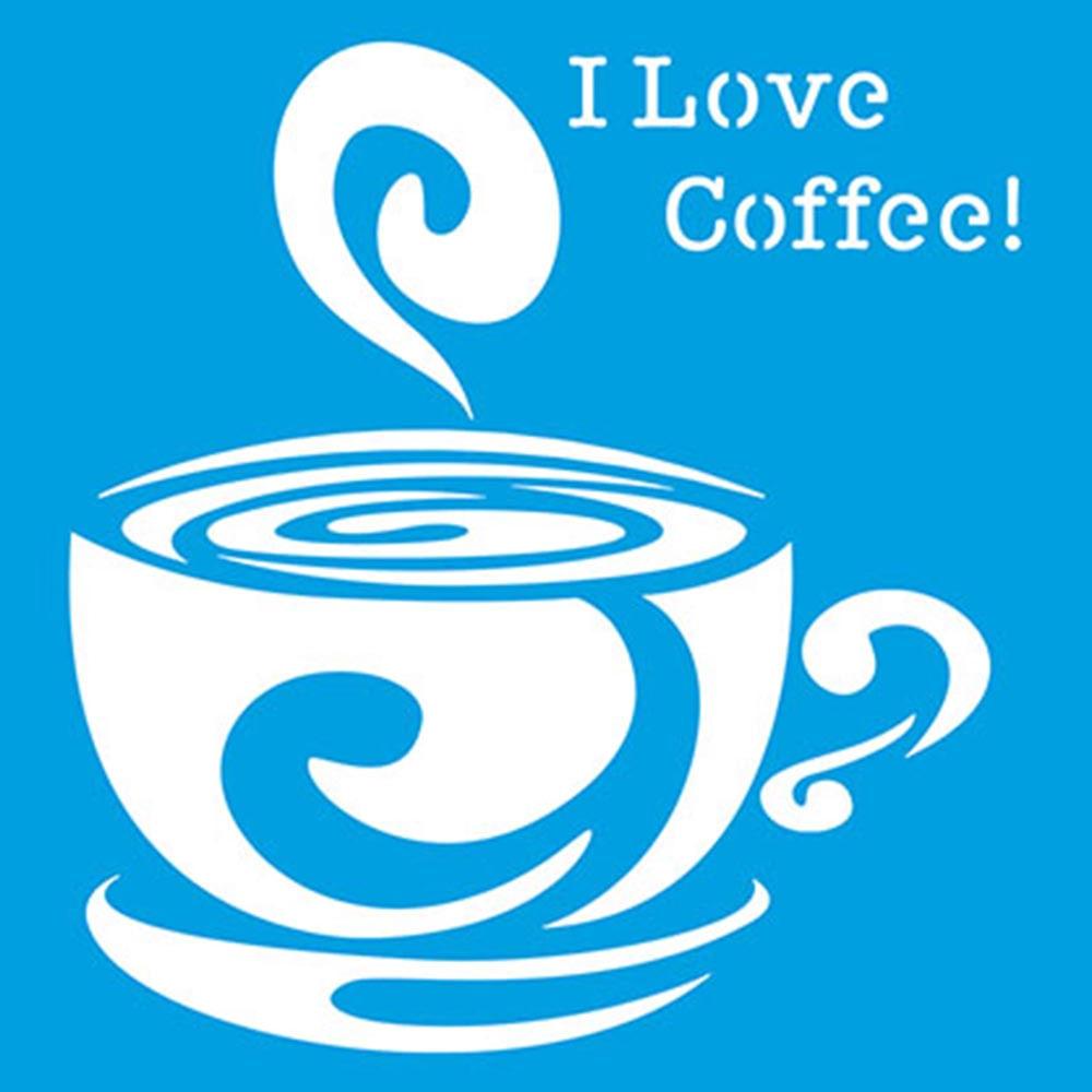 Stencil Litoarte 10x10 STX-262 I Love Coffee! - Palácio da Arte