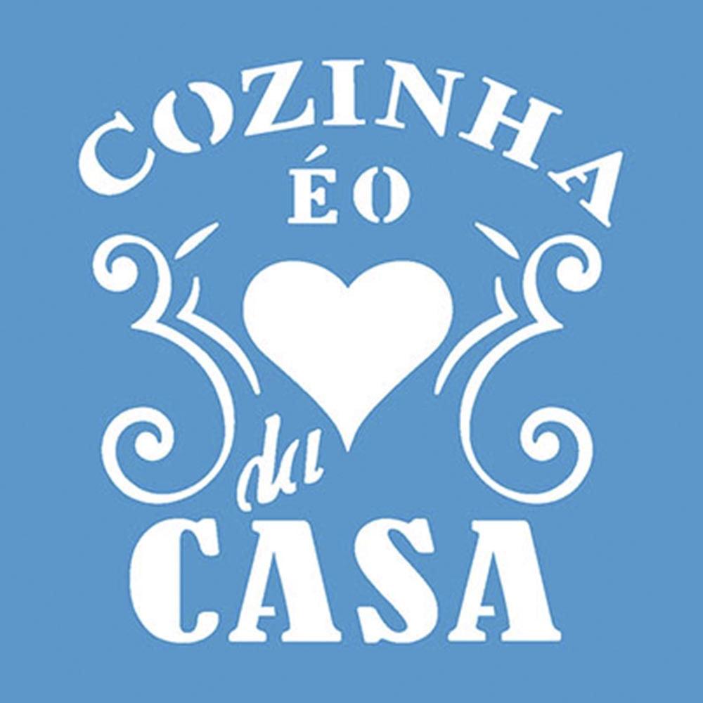 Stencil Litoarte 10x10 STX-338 Cozinha é o Coração da Casa - Palácio da Arte