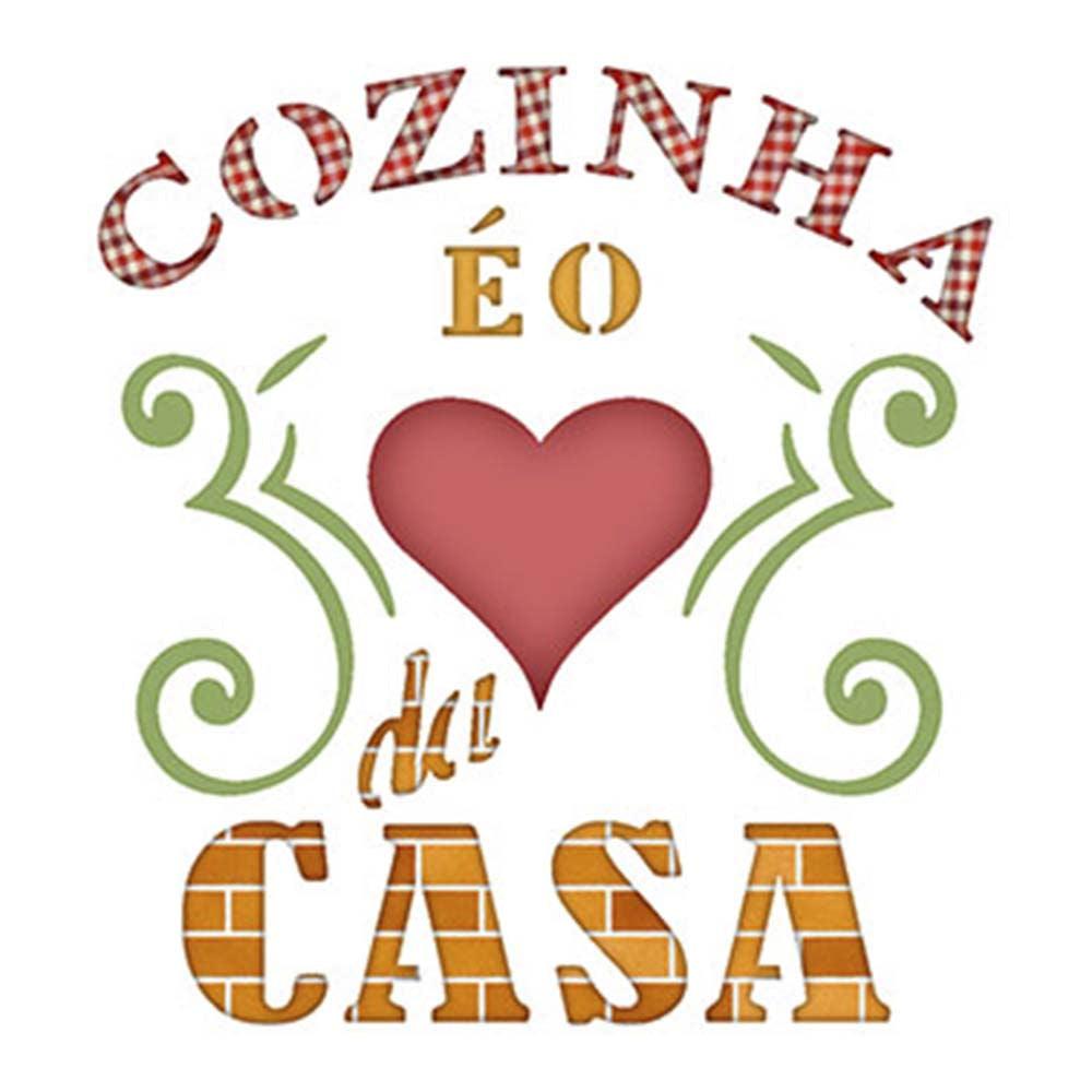 Stencil Litoarte 10x10 STX-338 Cozinha é o Coração da Casa - Palácio da Arte