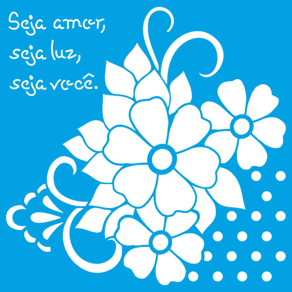 Stencil Litoarte 14x14 STA-133 Cantoneira Flores - Palácio da Arte